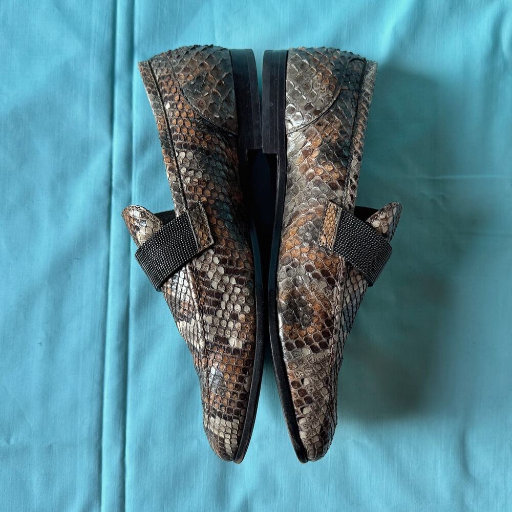 Brunello Cucinelli Python Loafers With Monili Str… - image 5
